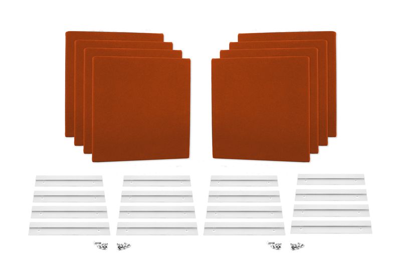 ProSoCoustic WAVERoom Pro Mini 8 Kit Includes 8 WAVEPro Mini Panels 12x12" 8 Sets of 8" Z-Clips Diamond Knit Texas Orange