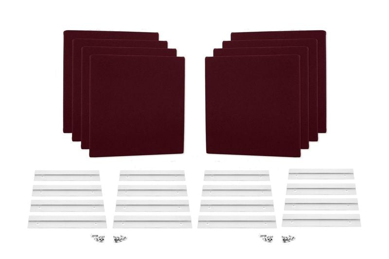 ProSoCoustic WAVERoom Pro Mini 8 Kit Includes 8 WAVEPro Mini Panels 12x12" 8 Sets of 8" Z-Clips Diamond Knit Maroon