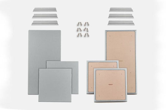 ProSoCoustic WAVERoom Pro Basic Kit Includes 2 WAVEPro Big Panels 24x48" 4 WAVEPro Small Panels 24x24" 6 Sets of 18" Z-Clips Diamond Knit Gray