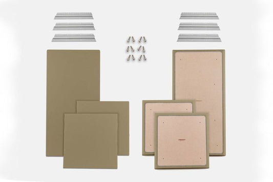 ProSoCoustic WAVERoom Pro Basic Kit Includes 2 WAVEPro Big Panels 24x48" 4 WAVEPro Small Panels 24x24" 6 Sets of 18" Z-Clips Diamond Knit Khaki