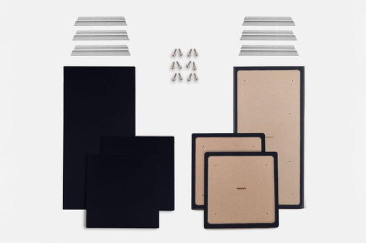 ProSoCoustic WAVERoom Pro Basic Kit Includes 2 WAVEPro Big Panels 24x48" 4 WAVEPro Small Panels 24x24" 6 Sets of 18" Z-Clips Diamond Knit Dark Navy