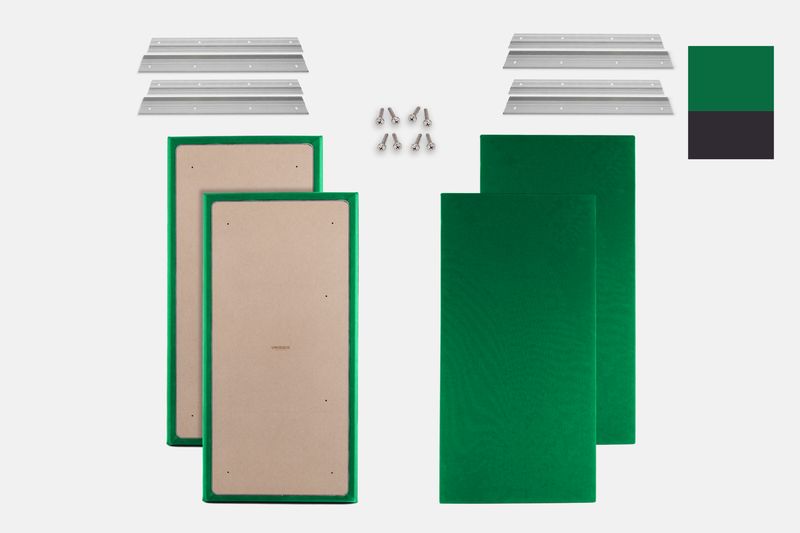 ProSoCoustic WAVERoom Pro Big Panel Booster Kit Includes 4 WAVEPro Big Panels 24x48" 4 Sets of 18" Z-Clips Scuba Flag Green