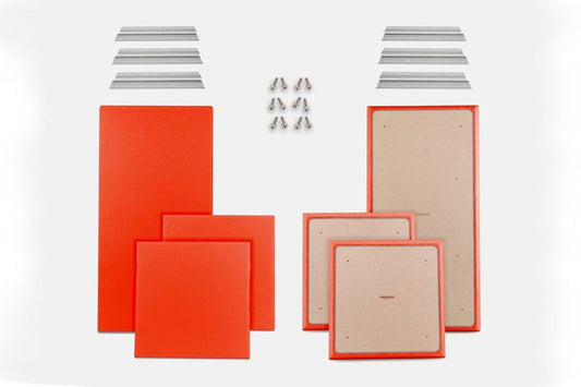 ProSoCoustic WAVERoom Pro Basic Kit Includes 2 WAVEPro Big Panels 24x48" 4 WAVEPro Small Panels 24x24" 6 Sets of 18" Z-Clips Diamond Knit Orange