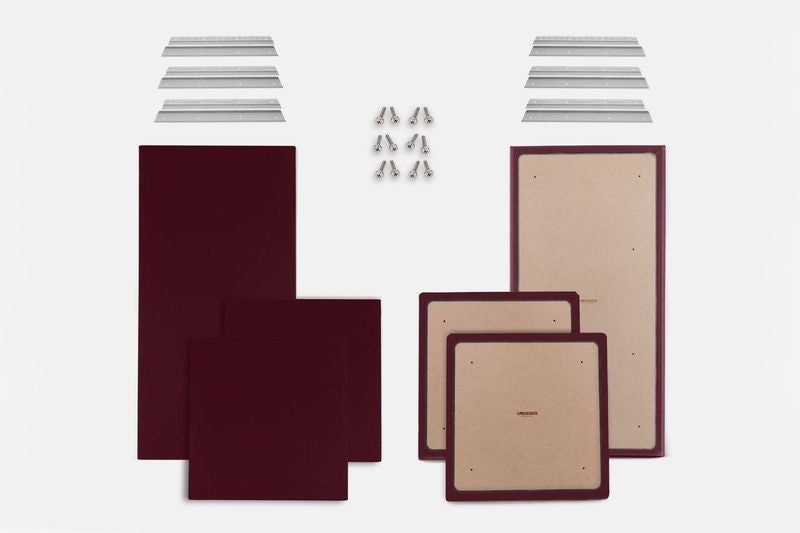 ProSoCoustic WAVERoom Pro Basic Kit Includes 2 WAVEPro Big Panels 24x48" 4 WAVEPro Small Panels 24x24" 6 Sets of 18" Z-Clips Diamond Knit Maroon