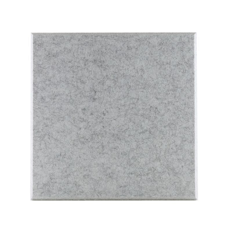 ProSoCoustic ProSo-PET 12”x12” 12-Pack Soft Gray includes (12) 12”x12” panels each with adhesive-backed hook-and-loop mounting squares.