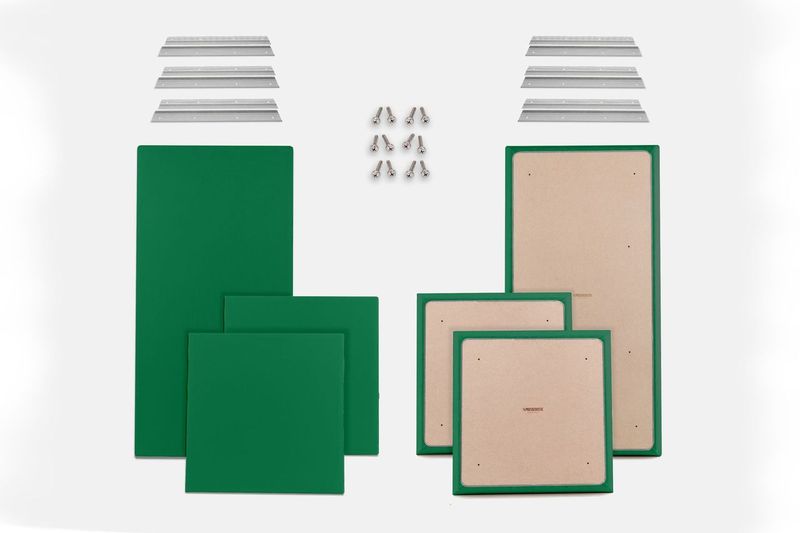 ProSoCoustic WAVERoom Pro Basic Kit Includes 2 WAVEPro Big Panels 24x48" 4 WAVEPro Small Panels 24x24" 6 Sets of 18" Z-Clips Scuba Flag Green