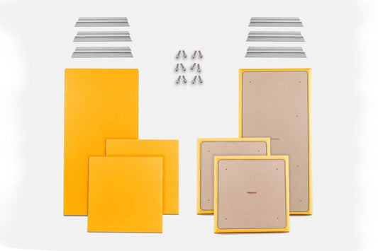 ProSoCoustic WAVERoom Pro Basic Kit Includes 2 WAVEPro Big Panels 24x48" 4 WAVEPro Small Panels 24x24" 6 Sets of 18" Z-Clips Diamond Knit Gold